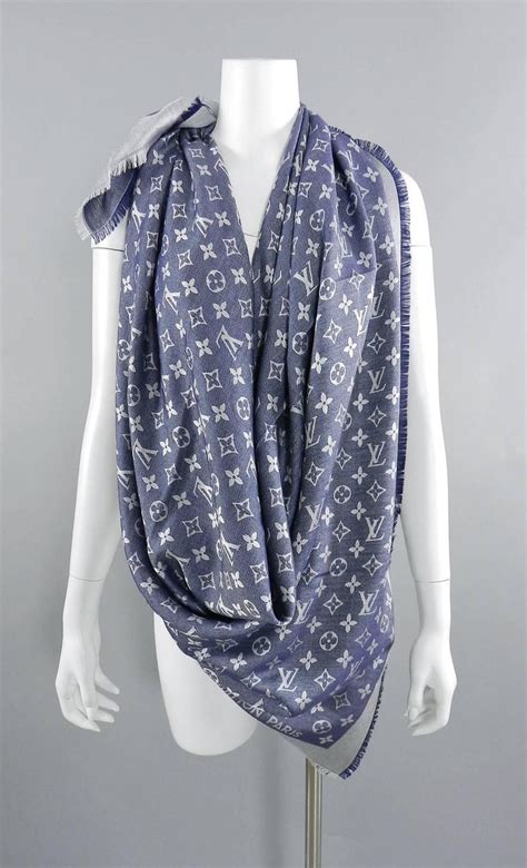 louis vuitton scarf navy|louis vuitton denim scarf.